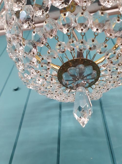 EARLY 20TH CENTURY BAG CHANDELIER WITH COFFIN PRISMS 11 - ADDITIONAL PHOTO 3