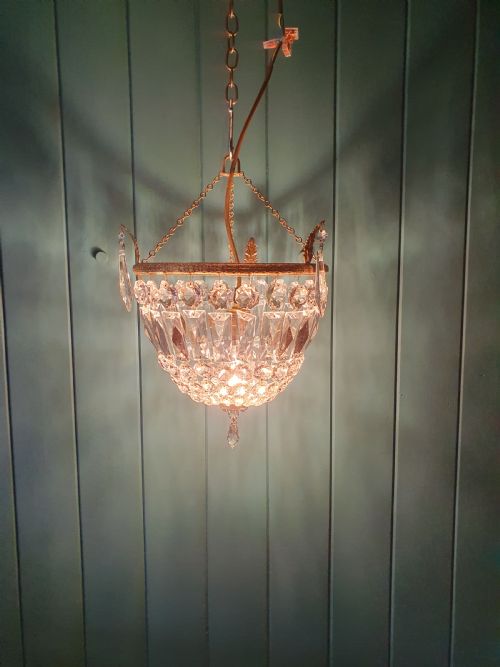 EARLY 20TH CENTURY BAG CHANDELIER WITH COFFIN PRISMS 11 - ADDITIONAL PHOTO 4