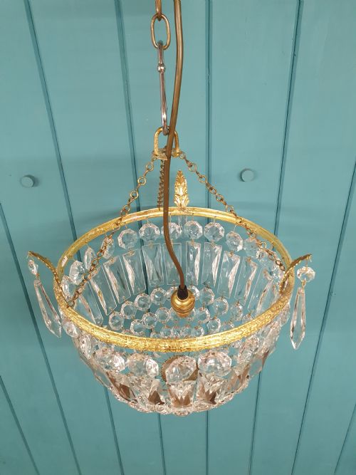 EARLY 20TH CENTURY BAG CHANDELIER WITH COFFIN PRISMS 11 - ADDITIONAL PHOTO 5