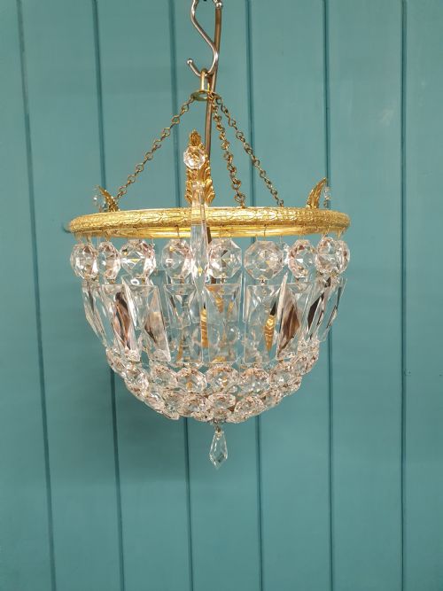 EARLY 20TH CENTURY BAG CHANDELIER WITH COFFIN PRISMS 11 - ADDITIONAL PHOTO 6