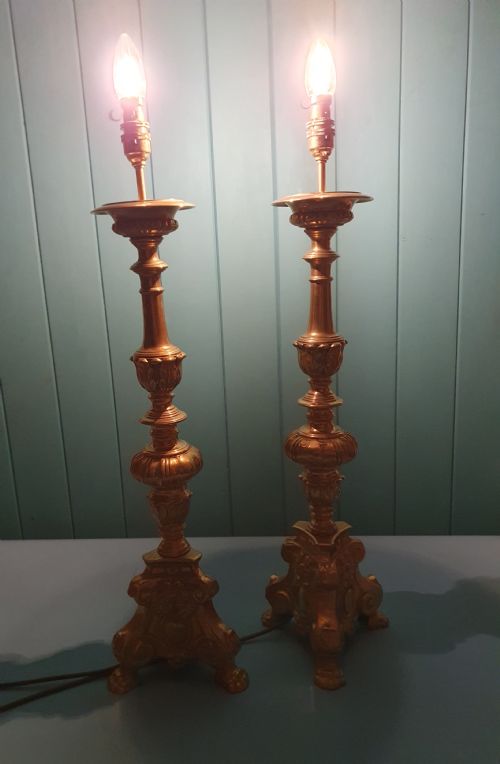 EARLY 20TH CENTURY PAIR OF BAROQUE STYLE BRASS CANDLESTICKS - ADDITIONAL PHOTO 6