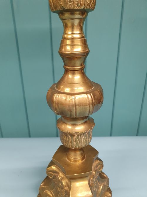 EARLY 20TH CENTURY SINGLE BAROQUE STYLE BRASS CANDLESTICKS - ADDITIONAL PHOTO 4