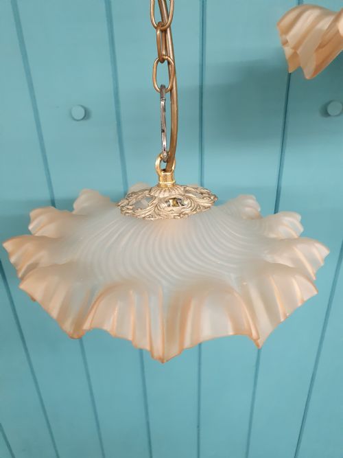 PAIR OF ANTIQUE FRENCH FRILLY GLASS PENDANT 11 - ADDITIONAL PHOTO 4