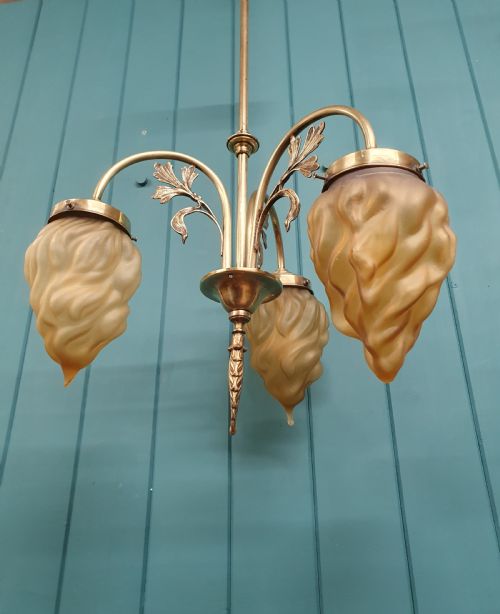 EDWARDIAN 3 OF LIGHT CHANDELIER WITH EMPIRE TORCH 12 - ADDITIONAL PHOTO 2