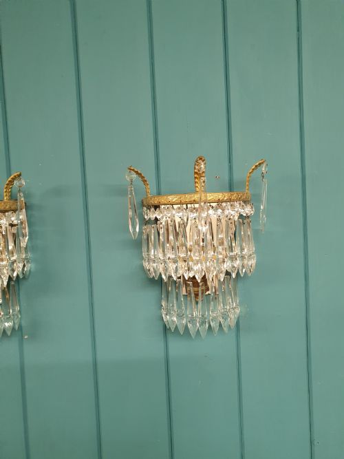 ANTIQUE PAIR OF SPIKE WALL LIGHTS WITH MIRROR BACKS - ADDITIONAL PHOTO 2