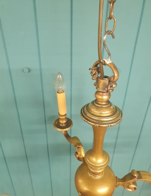 ANTIQUE DUTCH FLEMISH STYLE BRASS CHANDELIER 17 - ADDITIONAL PHOTO 3