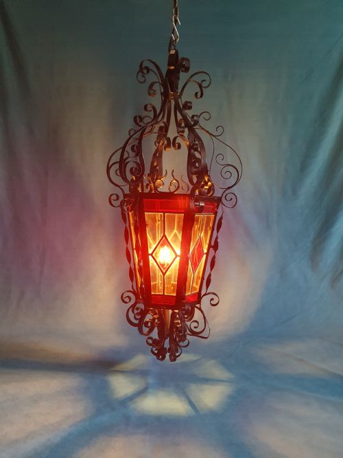 EARLY 20TH CENTURY STEEL PORCH EXTERIOR LANTERN - ADDITIONAL PHOTO 5