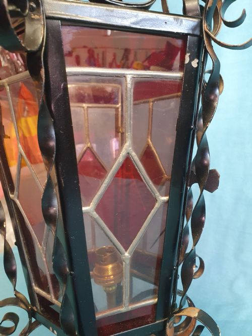 EARLY 20TH CENTURY STEEL PORCH EXTERIOR LANTERN - ADDITIONAL PHOTO 6
