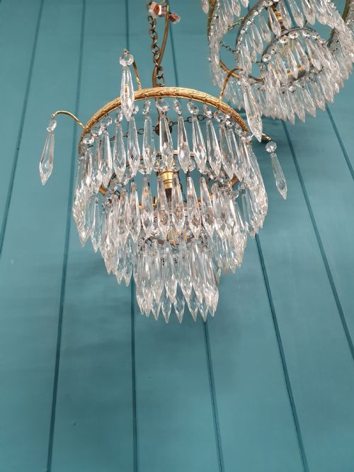 PAIR OF ANTIQUE ICICLE SPIKE CHANDELIERS 12 - ADDITIONAL PHOTO 2