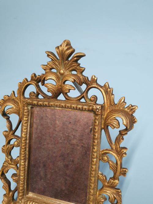 LATE 19TH CENTURY SMALL BRASS TABLE MIRROR - ADDITIONAL PHOTO 4