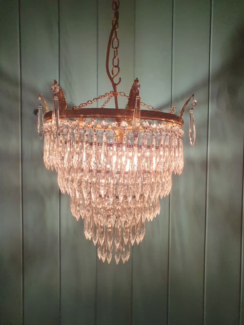EARLY 20TH CENTURY LARGE SPIKE CHANDELIER ANTIQUE 13 - ADDITIONAL PHOTO 3