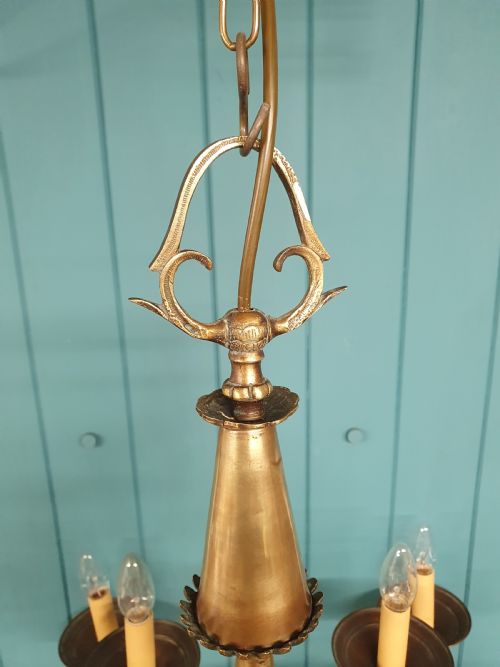 LARGE ANTIQUE 12 ARM BRASS CHANDELIER 36 - ADDITIONAL PHOTO 2