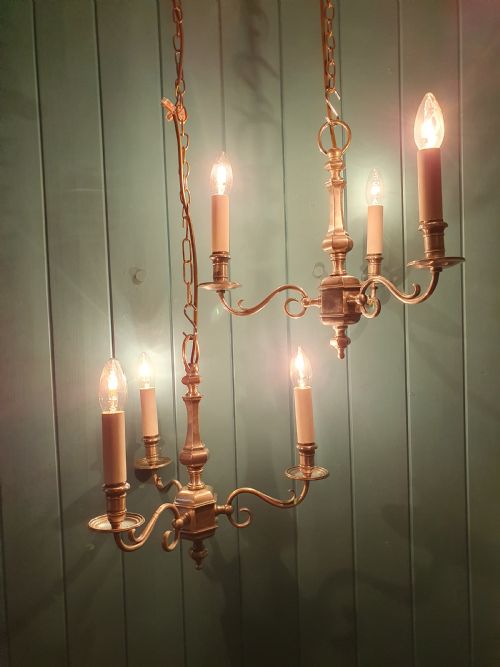 PAIR OF EARLY 20TH CENTURY NICKEL SILVER THREEARM CHANDELIERS 15 - ADDITIONAL PHOTO 1