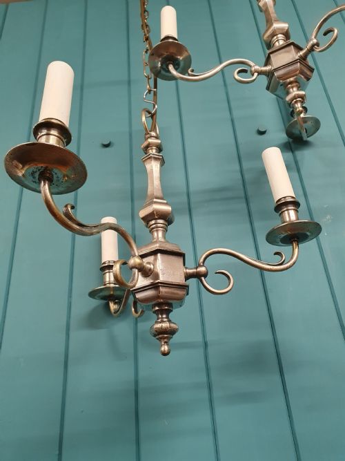 PAIR OF EARLY 20TH CENTURY NICKEL SILVER THREEARM CHANDELIERS 15 - ADDITIONAL PHOTO 6