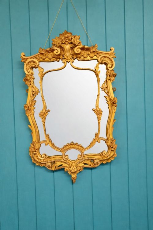 19THCENTURY GILT WOOD MIRROR ROCOCO STYLE