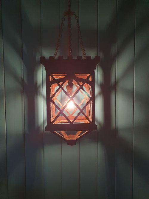 ANTIQUE WOODEN CORONET TOP ANTIQUE HALL LIGHT 9 - ADDITIONAL PHOTO 1
