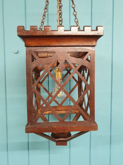 ANTIQUE WOODEN CORONET TOP ANTIQUE HALL LIGHT 9 - ADDITIONAL PHOTO 6