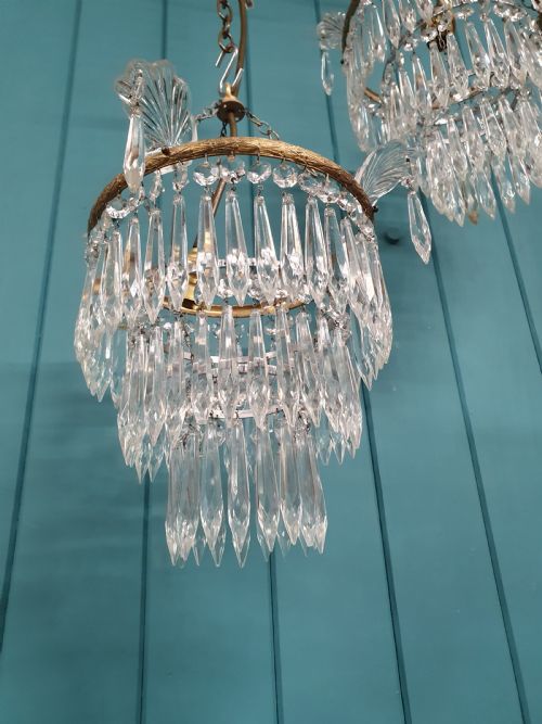 ANTIQUE PAIR OF SPIKE CHANDELIERS 11 - ADDITIONAL PHOTO 3