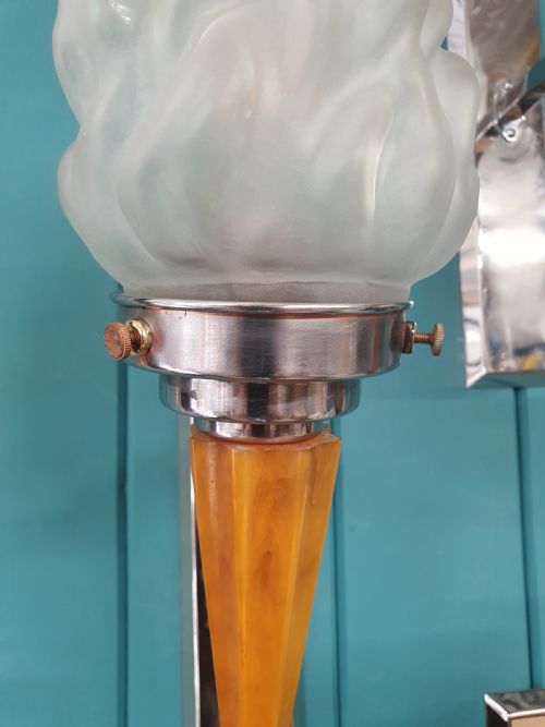 FOUR ART DECO EMPIRE TORCH WALL LIGHTS - ADDITIONAL PHOTO 1
