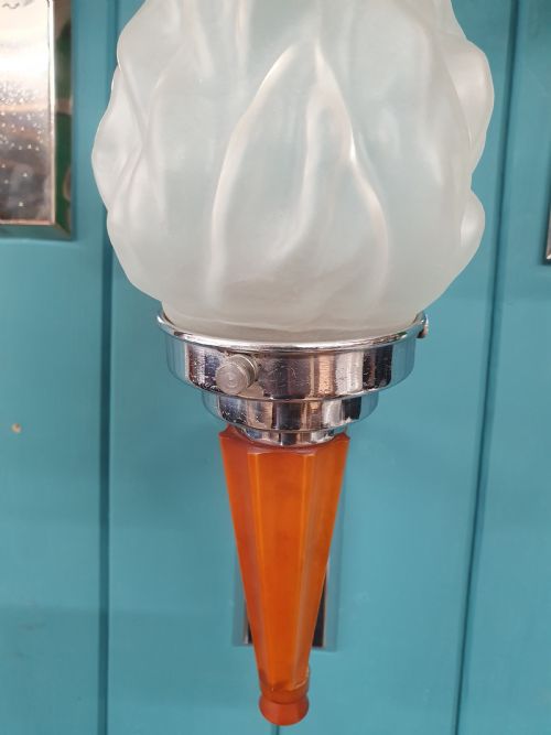 FOUR ART DECO EMPIRE TORCH WALL LIGHTS - ADDITIONAL PHOTO 6