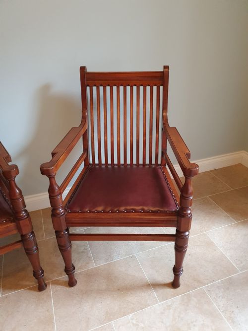 PAIR OF LATE 19TH CENTURY WALNUT CHAIRS WITH LEATHER SEATS - ADDITIONAL PHOTO 6