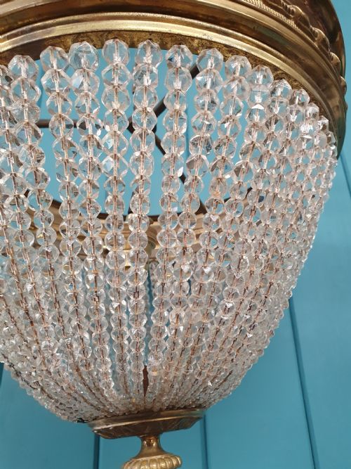 EARLY 20TH CENTURY BRASS AND CUT GLASS BEADED CHANDELIER 13 - ADDITIONAL PHOTO 2