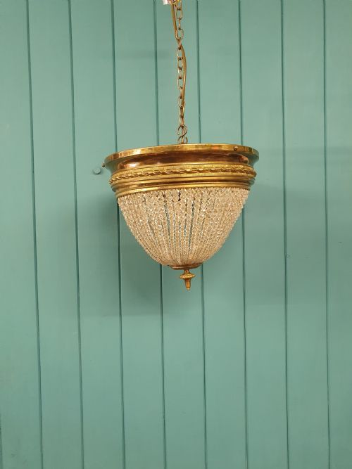 EARLY 20TH CENTURY BRASS AND CUT GLASS BEADED CHANDELIER 13 - ADDITIONAL PHOTO 6