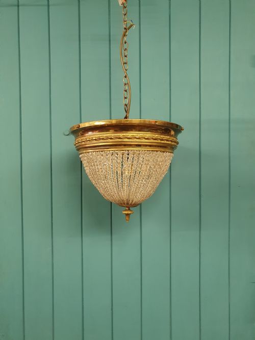EARLY 20TH CENTURY BRASS AND CUT GLASS BEADED CHANDELIER 13 - ADDITIONAL PHOTO 7