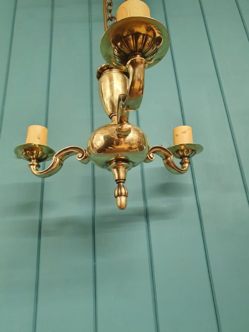 ANTIQUE BRASS CHANDELIER EARLY 20TH CENTURY 14 - ADDITIONAL PHOTO 2