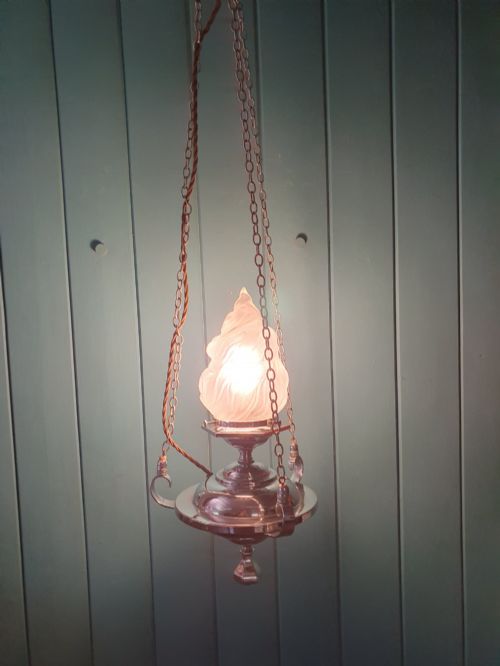 ART DECO EMPIRE TORCH CHANDELIER CHROME NEW YORK FLAME LIGHT 10 - ADDITIONAL PHOTO 2
