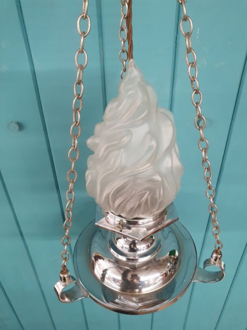 ART DECO EMPIRE TORCH CHANDELIER CHROME NEW YORK FLAME LIGHT 10 - ADDITIONAL PHOTO 4