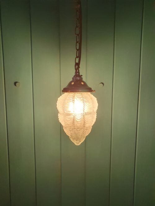 SMALL GLASS PENDANT LIGHT ANTIQUE - ADDITIONAL PHOTO 1