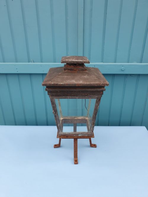 VICTORIAN COPPER OUT SIDE LANTERN CONVERTED FROM GAS 13