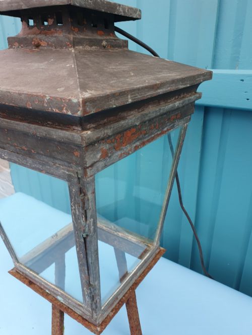 VICTORIAN COPPER OUT SIDE LANTERN CONVERTED FROM GAS 13 - ADDITIONAL PHOTO 3