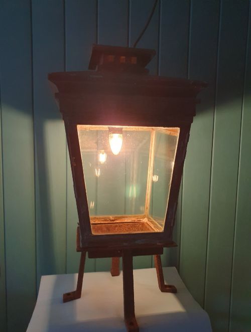 VICTORIAN COPPER OUT SIDE LANTERN CONVERTED FROM GAS 13 - ADDITIONAL PHOTO 6