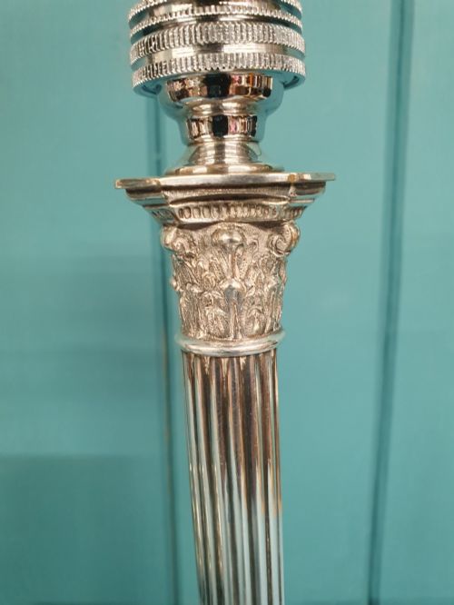 PAIR OF ANTIQUE SILVER PLATED LAMPS 4 - ADDITIONAL PHOTO 3