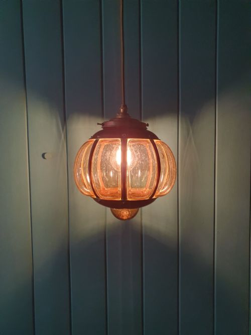 ANTIQUE COPPER SMOKED GLASS NAUTICAL PENDANT LIGHT 9 - ADDITIONAL PHOTO 5