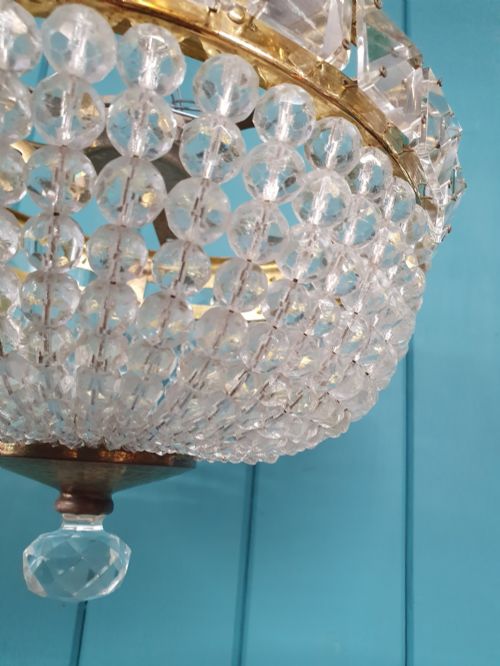 EARLY 20TH CENTURY BRASS CUT GLASS TAPERED BAG CHANDELIER 8 - ADDITIONAL PHOTO 1