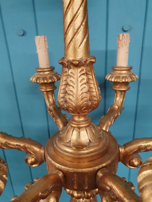 CIRCA 1890 VICTORIAN GESSO AND GILTWOOD SIX ARM CHANDELIER 24 - ADDITIONAL PHOTO 1