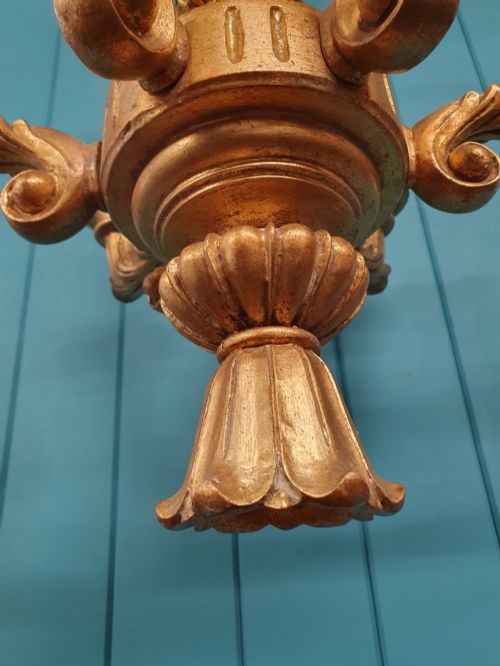 CIRCA 1890 VICTORIAN GESSO AND GILTWOOD SIX ARM CHANDELIER 24 - ADDITIONAL PHOTO 4