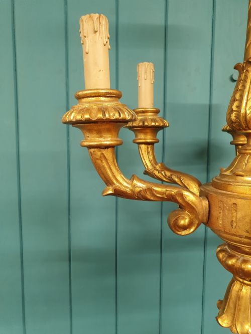CIRCA 1890 VICTORIAN GESSO AND GILTWOOD SIX ARM CHANDELIER 24 - ADDITIONAL PHOTO 5