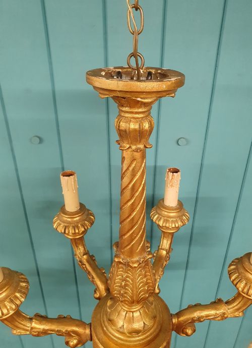 CIRCA 1890 VICTORIAN GESSO AND GILTWOOD SIX ARM CHANDELIER 24 - ADDITIONAL PHOTO 7