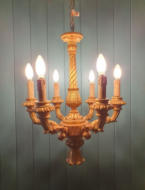CIRCA 1890 VICTORIAN GESSO AND GILTWOOD SIX ARM CHANDELIER 24 - ADDITIONAL PHOTO 8
