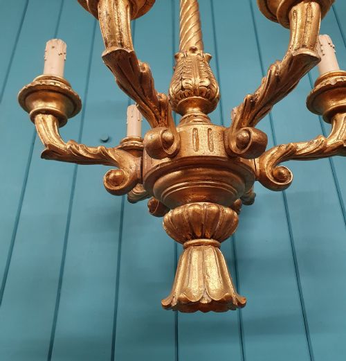 CIRCA 1890 VICTORIAN GESSO AND GILTWOOD SIX ARM CHANDELIER 24 - ADDITIONAL PHOTO 9