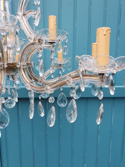MATCHED PAIR OF EARLY 20TH CENTURY TWELVE ARM GLASS CRYSTAL CHANDELIERS 32 - ADDITIONAL PHOTO 7