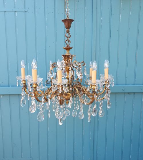 EARLY 20TH CENTURY FRENCH 10 ARM GILT BRASS CHANDELIER 31