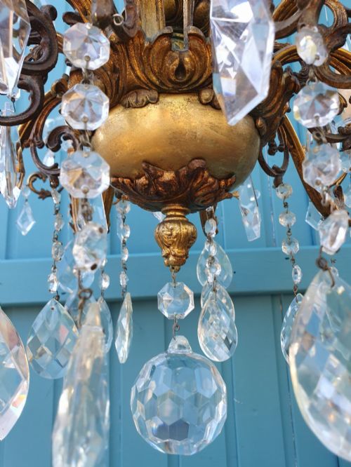 EARLY 20TH CENTURY FRENCH 10 ARM GILT BRASS CHANDELIER 31 - ADDITIONAL PHOTO 4