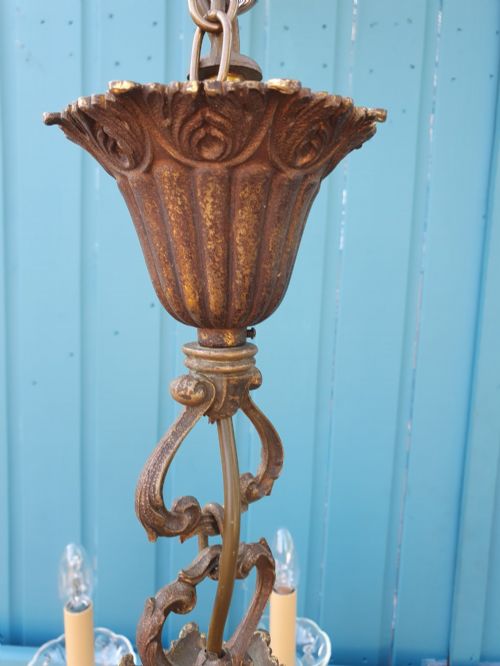 EARLY 20TH CENTURY FRENCH 10 ARM GILT BRASS CHANDELIER 31 - ADDITIONAL PHOTO 5