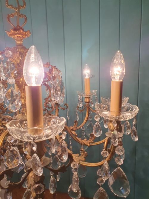 EARLY 20TH CENTURY FRENCH 10 ARM GILT BRASS CHANDELIER 31 - ADDITIONAL PHOTO 6