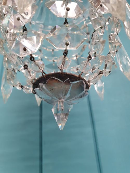 ANTIQUE CUT GLASS CRYSTAL DOME CHANDELIER 6 - ADDITIONAL PHOTO 5